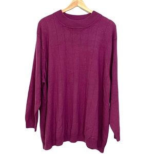 Roaman’s Plum Purple 3/4 Sleeve Mock Neck Ribbed Sweater Size 3X Casual Office